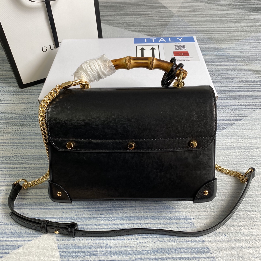 Gucci Padlock Leather Small Bamboo Shoulder Bag ?603221 Black